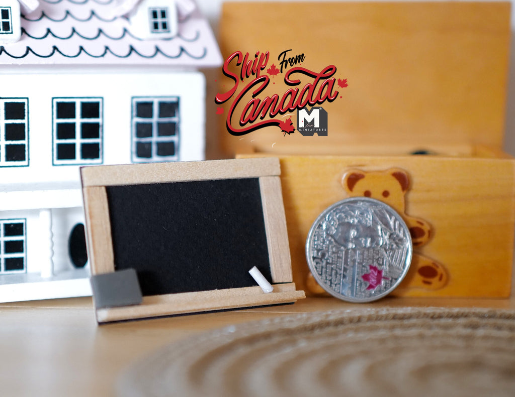 1:12 Scale Miniature Wood Framed Blackboard on Stand, 1-3/4 inch wide, DIY Dollhouse Supply
