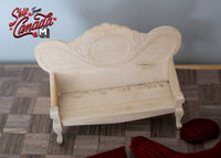 Dollhouse Miniature unpainted handmade wooden sofa dolls house wood chair 1:12 miniature