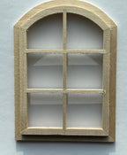 Fenêtre miniature à 6 carreaux en arc, échelle 1:12, non peinte, cadre uniquement, 4-1/16 pouces de hauteur, fournitures pour maison de poupée