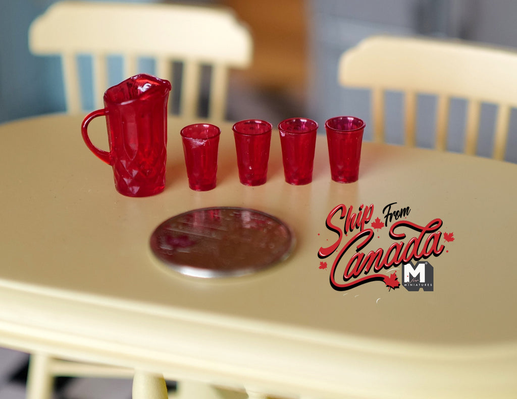 1:12 Dollhouse Supplies Miniature Pitcher and Glasses Made with Plastic - F045