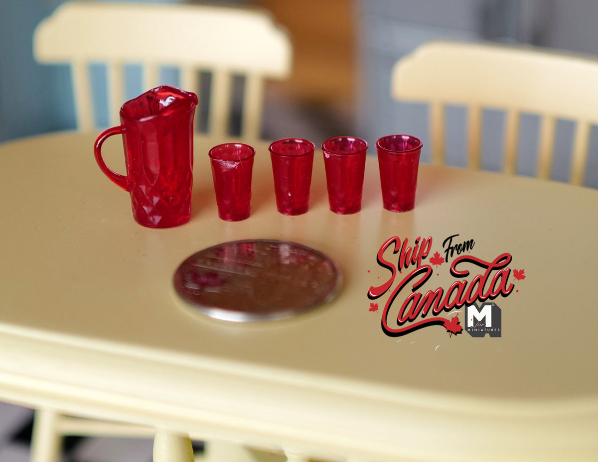 1:12 Dollhouse Supplies Miniature Pitcher and Glasses Made with Plastic - F045