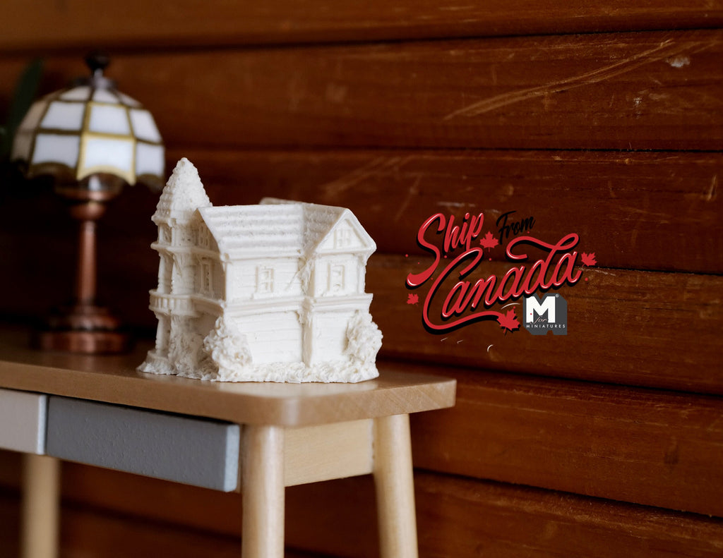 1:12 Scale Miniature Unpainted Resin Little House Decoration, 1-3/8 inch tall, DIY Dollhouse Supply