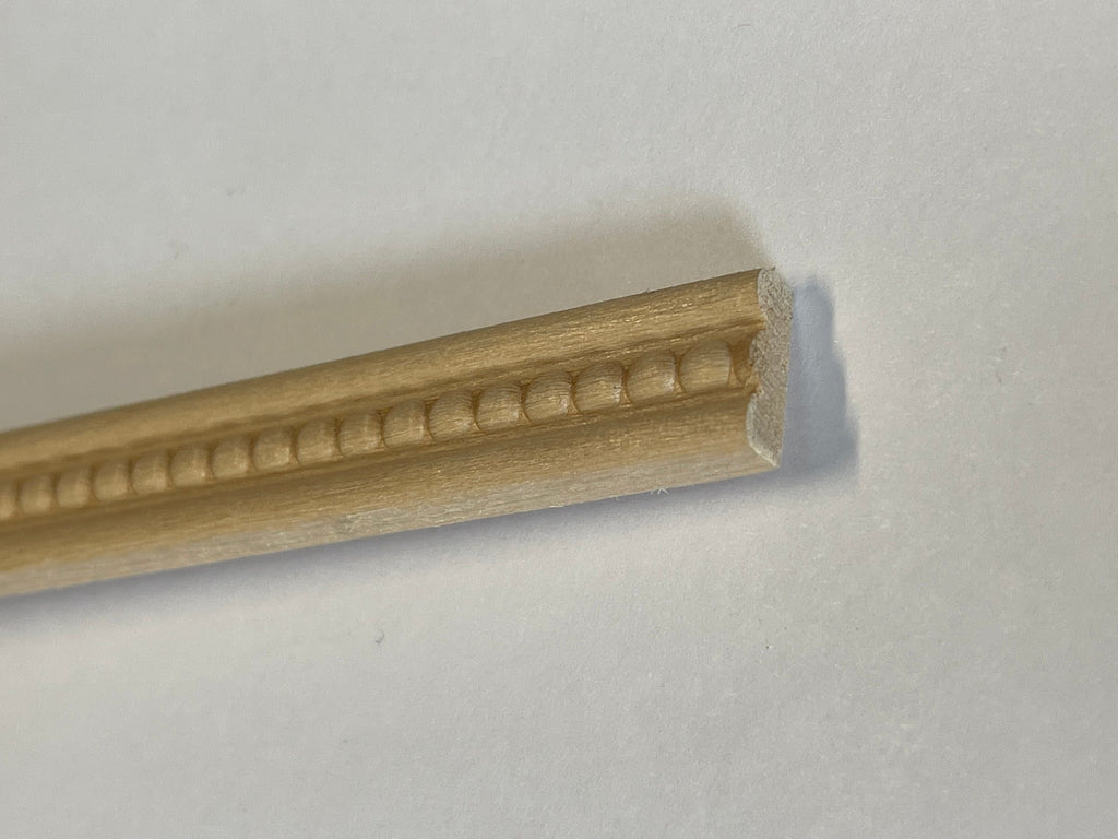 Miniature Beaded Wood Trim Molding for Dollhouse Walls, 11-1/2 inch long