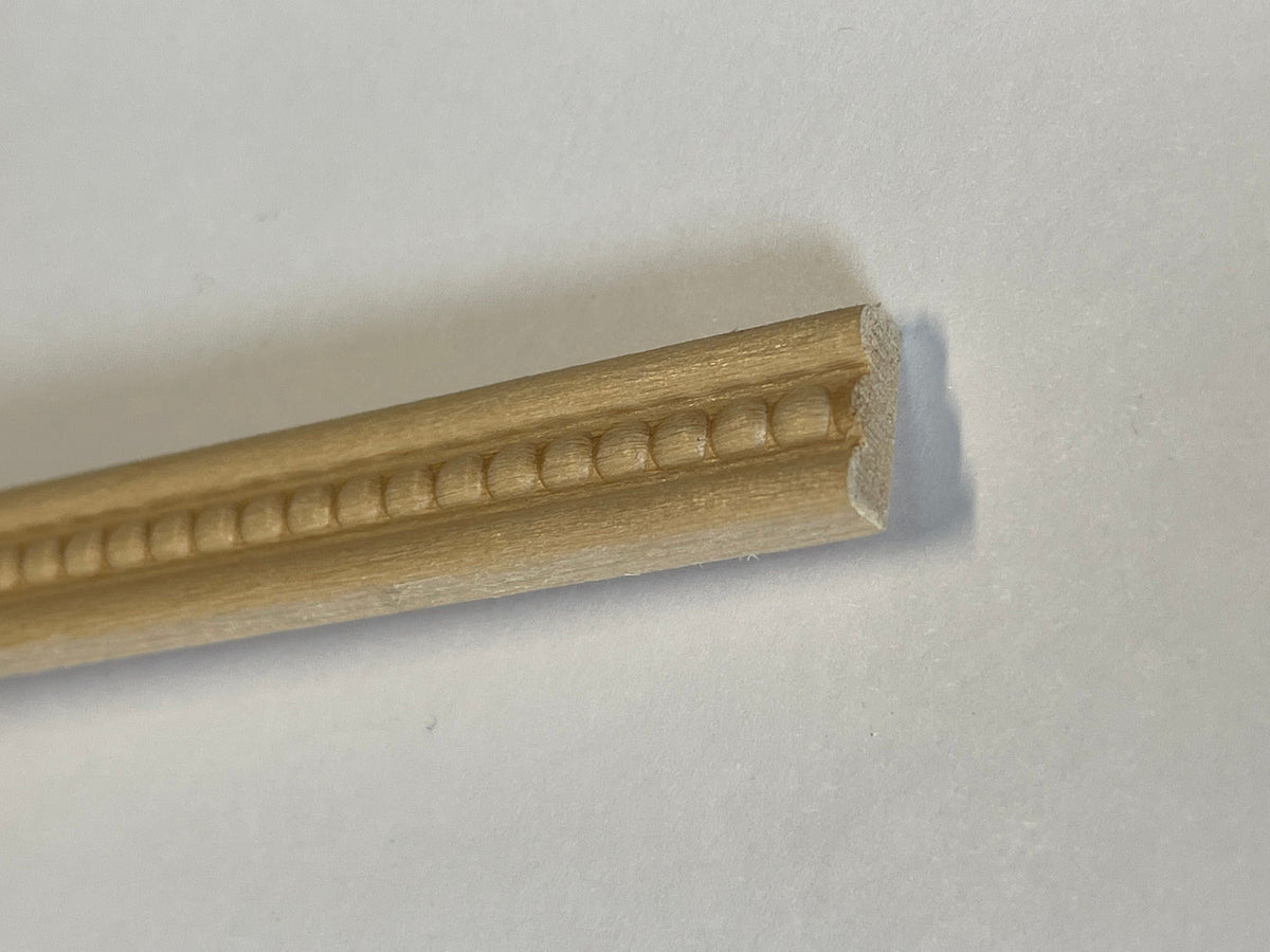 Miniature Beaded Wood Trim Molding for Dollhouse Walls, 18 inch long