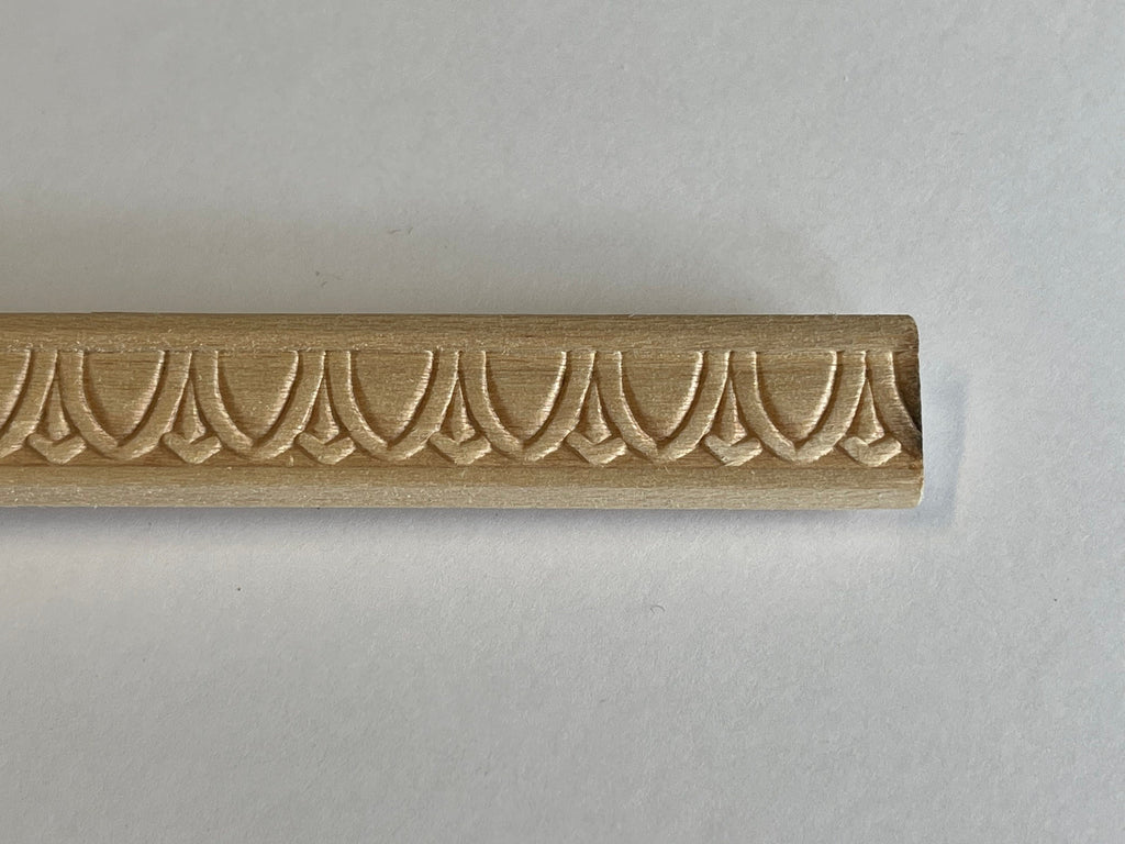 Miniature Carved Arch Wood Cornice Molding for Dollhouse Ceilings, 18 inch long