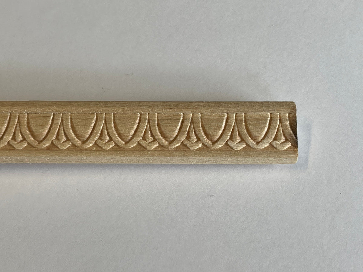 Miniature Carved Arch Wood Cornice Molding for Dollhouse Ceilings, 18 inch long