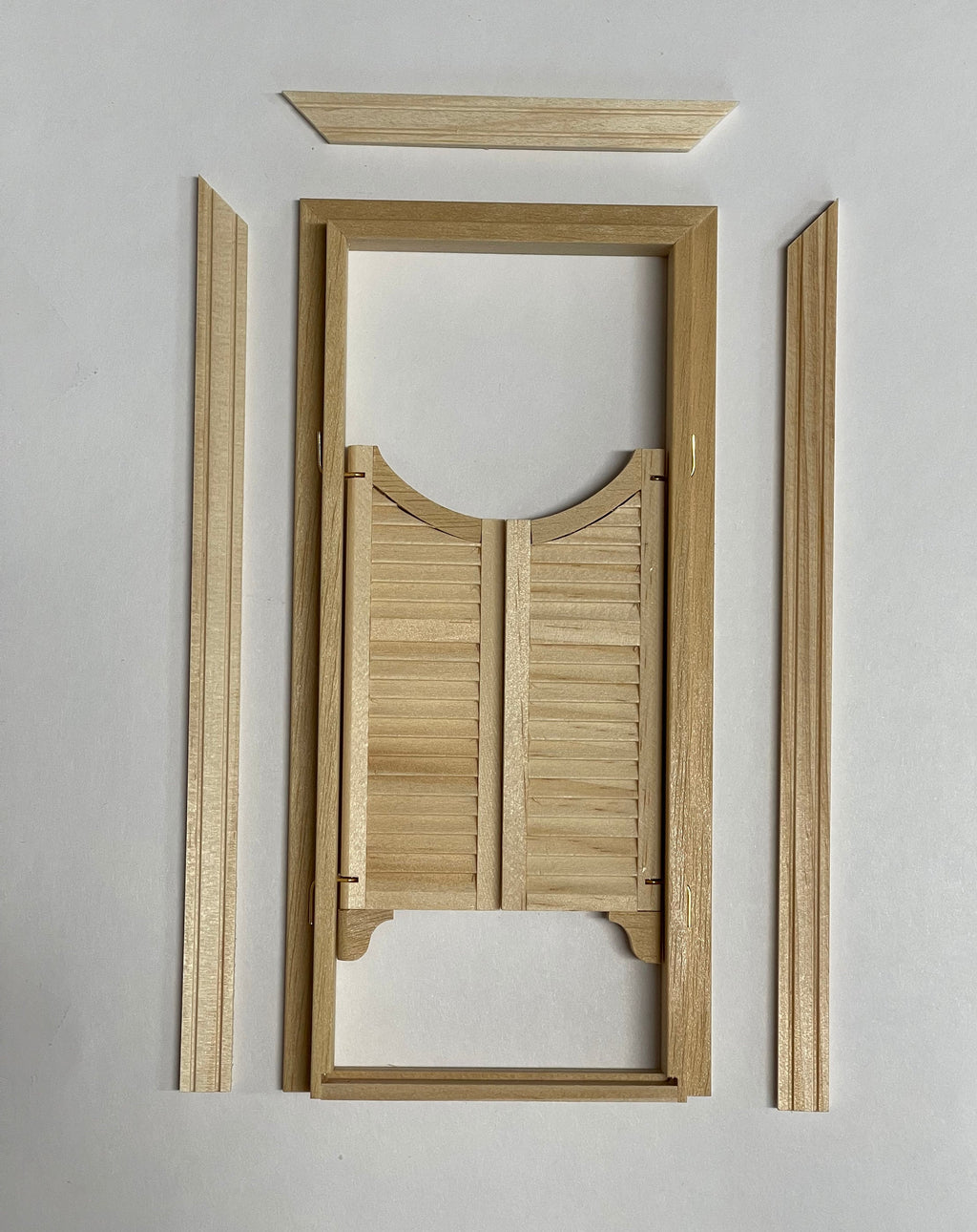 1:12 Scale Miniature Unfinished Dollhouse Louvered Saloon Doors with Frame and Back Trim, 7-3/16 inch high