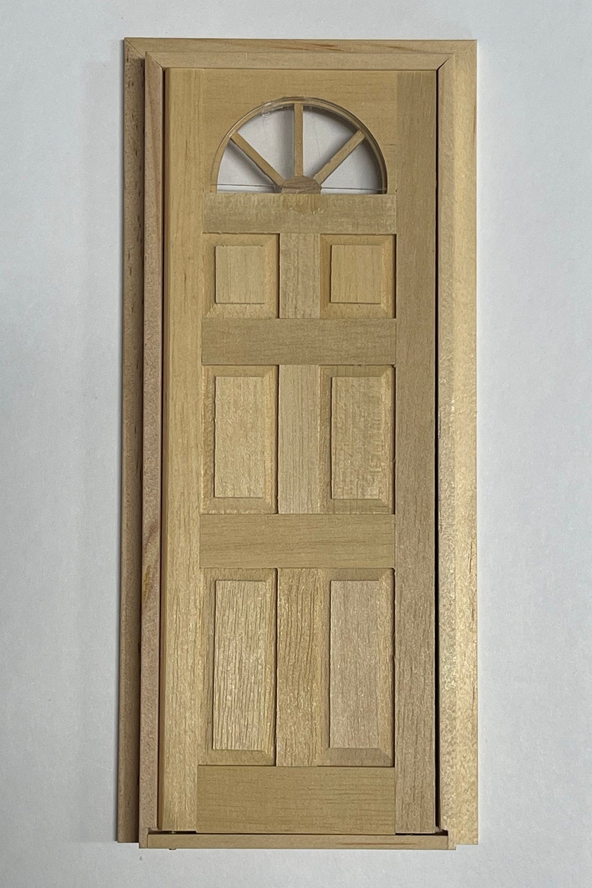 1:12 Scale Miniature Unfinished Dollhouse 6 Panel Door with Fan Window, 7-13/16 inch high