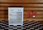 1:12 Scale Miniature Kitchen Range with 4 Burner Cooktop and Oven, 2-15/16 inch tall, DIY Dollhouse Supply (white)