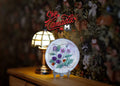 1:12 Scale Miniature Ceramic Wall Plate with Metal Stand, Grape Pattern, 1-3/8 inch dia., DIY Dollhouse Supply (b)