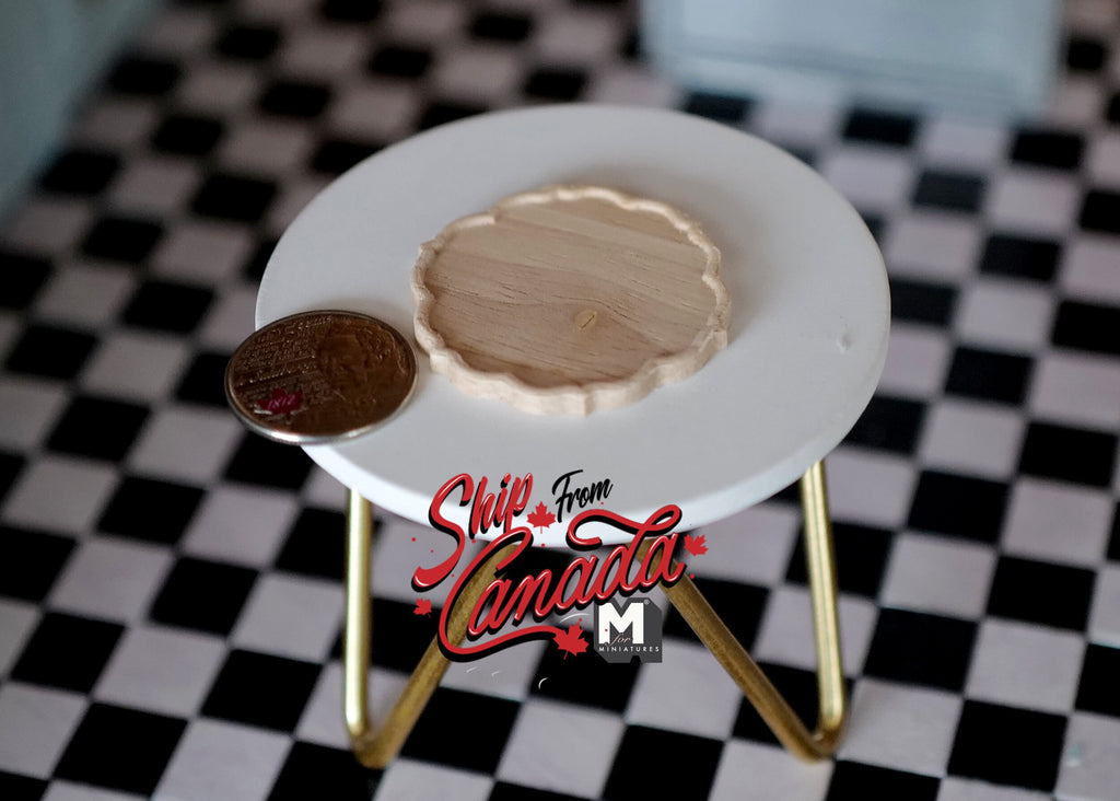1:12 Scale Miniature Wood Round Tray, Scalloped Edge, 1-5/8 inch dia., DIY Dollhouse Supply