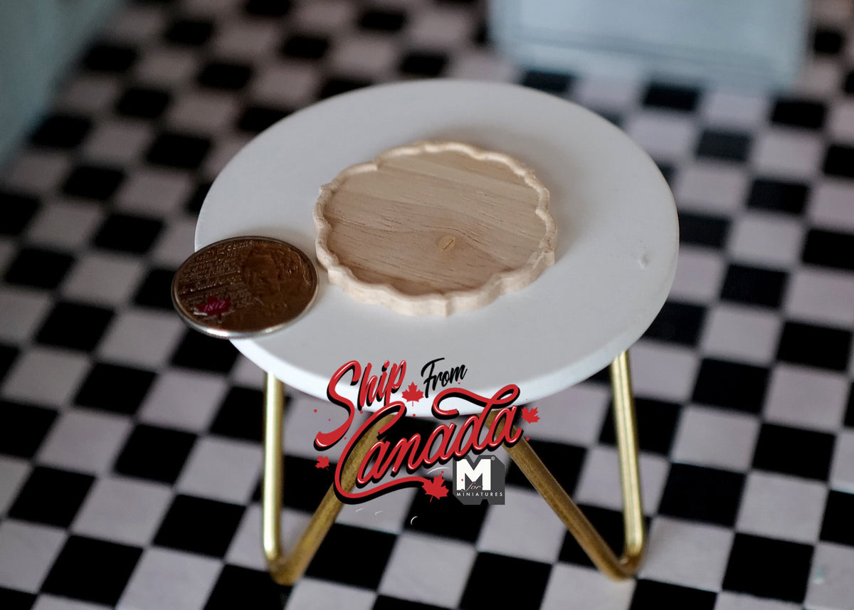 1:12 Scale Miniature Wood Round Tray, Scalloped Edge, 1-5/8 inch dia., DIY Dollhouse Supply