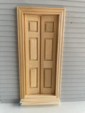 1:12 Dollhouse Split Swinging Door Panel Swing Door Frame with Interior Trim DIY Miniature Unfinished Doors and Frame 1" Scale - I002