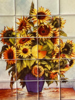 1:12 Dollhouse Flower Mosaic Tile on Cardstock Miniature Mosaic Wallpaper 2-5/16" x 2-3/4"