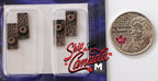 1:12 Scale Miniature Knobs with Embossed Rectangular Backplates, Set of 4, 9/16 inch tall, DIY Dollhouse Supply (antique copper)