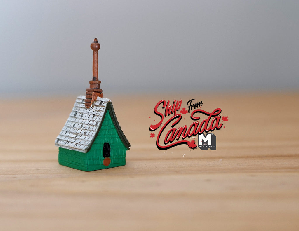 1:12 Scale Miniature Irish Cottage Birdhouse, 1-7/16 inch tall, DIY Dollhouse Supply (green)