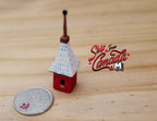 1:12 Scale Miniature Irish Cottage Birdhouse, 1-15/16 inch tall, DIY Dollhouse Supply (red)