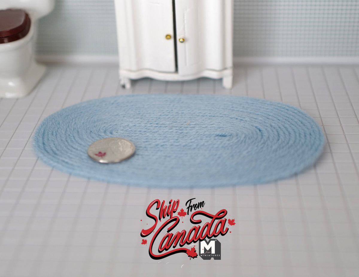 1:12 Scale Miniature Oval Braided Rug, 6 inch long, DIY Dollhouse Supply (large) (light blue)