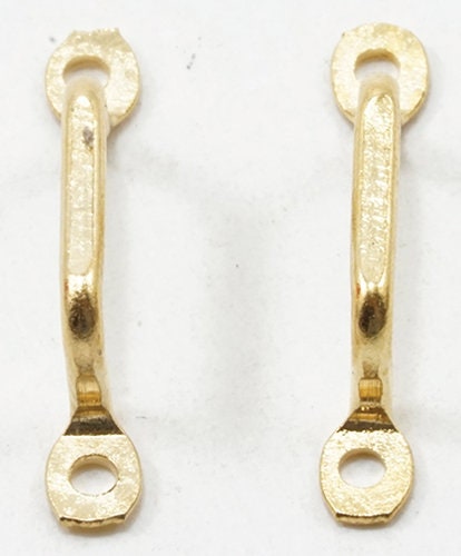 1:12 Scale Miniature Door Pulls with Round Eye Ends, Set of 6, 9/16 inch long, DIY Dollhouse Supply (gold)
