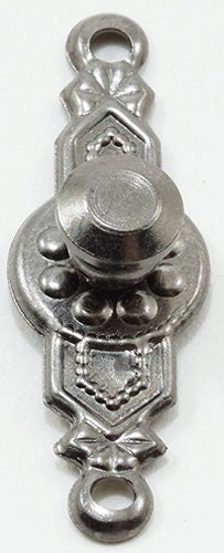 1:12 Scale Miniature Old English Style Door Knobs with Long Backplates, Set of 2, 1 inch tall, DIY Dollhouse Supply (metallic gray)