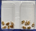 1:12 scale miniature furniture casters in gold, set of 12, shown in clear blister packaging