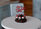 1:12 Scale Miniature Chocolate Cherry Cake with Cream Swirls, 1-3/16 inch dia., DIY Dollhouse Supply