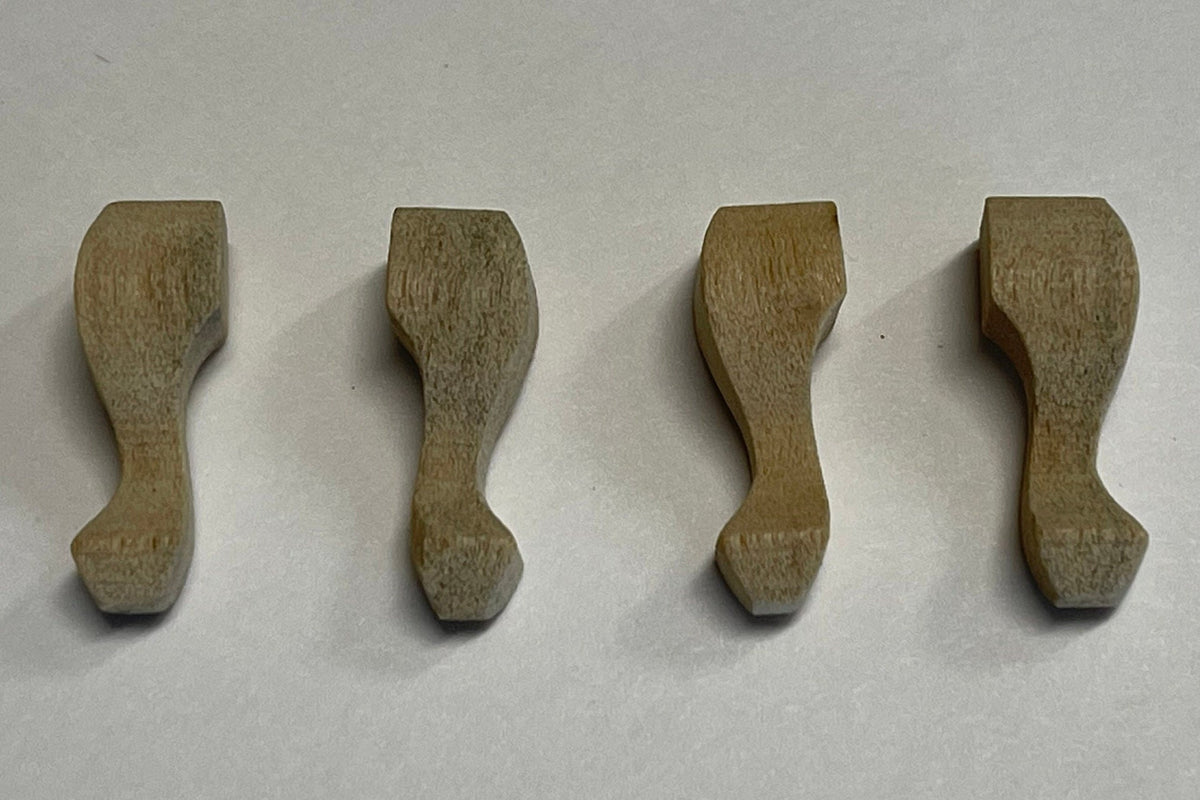 1:12 Scale Miniature Unpainted Wood Cabriole Legs, Set of 4, 13/16 inch tall, DIY Dollhouse Supply