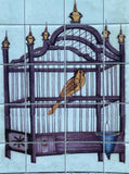 1:12 Dollhouse Bird and Cage Mosaic Tile on Cardstock Miniature Mosaic Wallpaper 2-1/8" x 2-5/8"