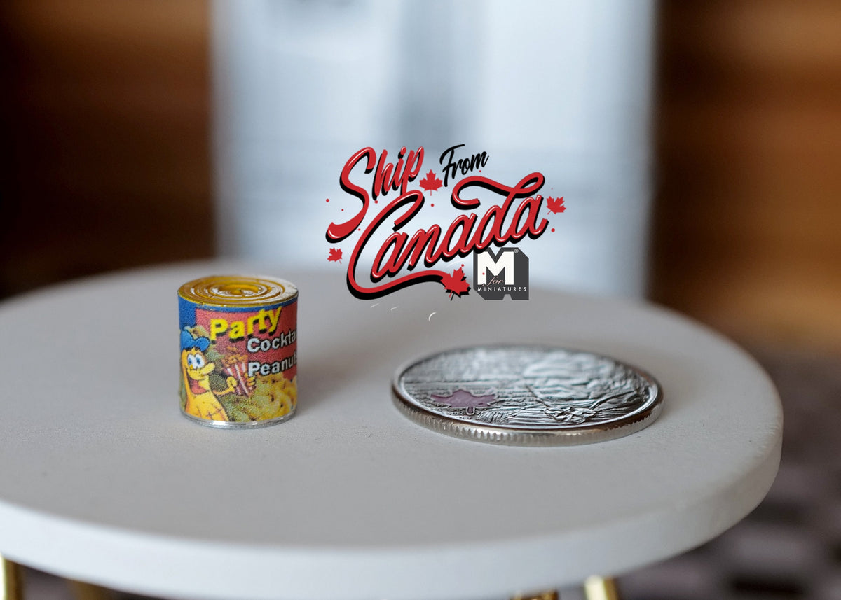 1:12 Scale Miniature Cocktail Peanuts Can, 7/16 inch tall, DIY Dollhouse Supply (yellow)
