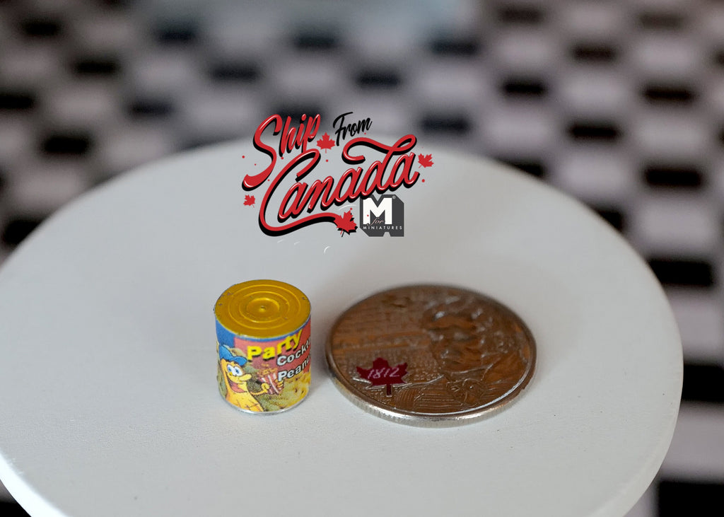 1:12 Scale Miniature Cocktail Peanuts Can, 7/16 inch tall, DIY Dollhouse Supply (yellow)