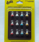 Dollhouse Supplies Christmas Ornament 12 Piece Set - Red Silver Gold and Blue - I038