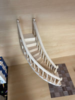 Dollhouse Stairs 2-Rail Right Curve Assembled with Staircase Baluster and Handrail from Handley