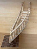 Dollhouse Stairs 2-Rail Left Curve Assembled with Staircase Baluster and Handrail from Handley