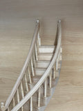 Dollhouse Stairs 2-Rail Left Curve Assembled with Staircase Baluster and Handrail from Handley