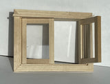 Dollhouse Casement Window Panel with 2 Swing Doors DIY Miniature Unfinished Wooden 1:12 Window Frame (Back trim sold separately) - i026