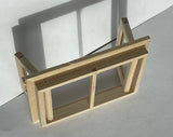 Dollhouse Casement Window Panel with 2 Swing Doors DIY Miniature Unfinished Wooden 1:12 Window Frame (Back trim sold separately) - i026