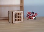 Étagère miniature à l'échelle 1:12 en bois non peint avec coffre à jouets, sommet festonné, 14,9 cm de hauteur, fourniture pour maison de poupée à faire soi-même