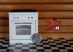 1:12 Scale Miniature Kitchen Range with 4 Burner Cooktop and Oven, 2-15/16 inch tall, DIY Dollhouse Supply (white)