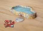 1:12 Scale Miniature Resin Garden Pond with Stone Rim, 3-15/16 inch long, DIY Dollhouse Supply