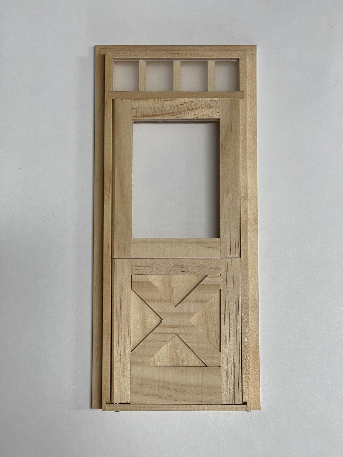 1:12 Scale Miniature Unfinished Dollhouse Crossbuck Dutch Pet Door with Window and Transom, 7-3/4 inch high Dollhouse Supply