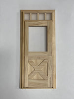 1:12 Dollhouse Crossbuck Dutch Door Panel with Acrylic Window and Mullions Miniature Unfinished Pet Door (Back trim sold separately) - I001