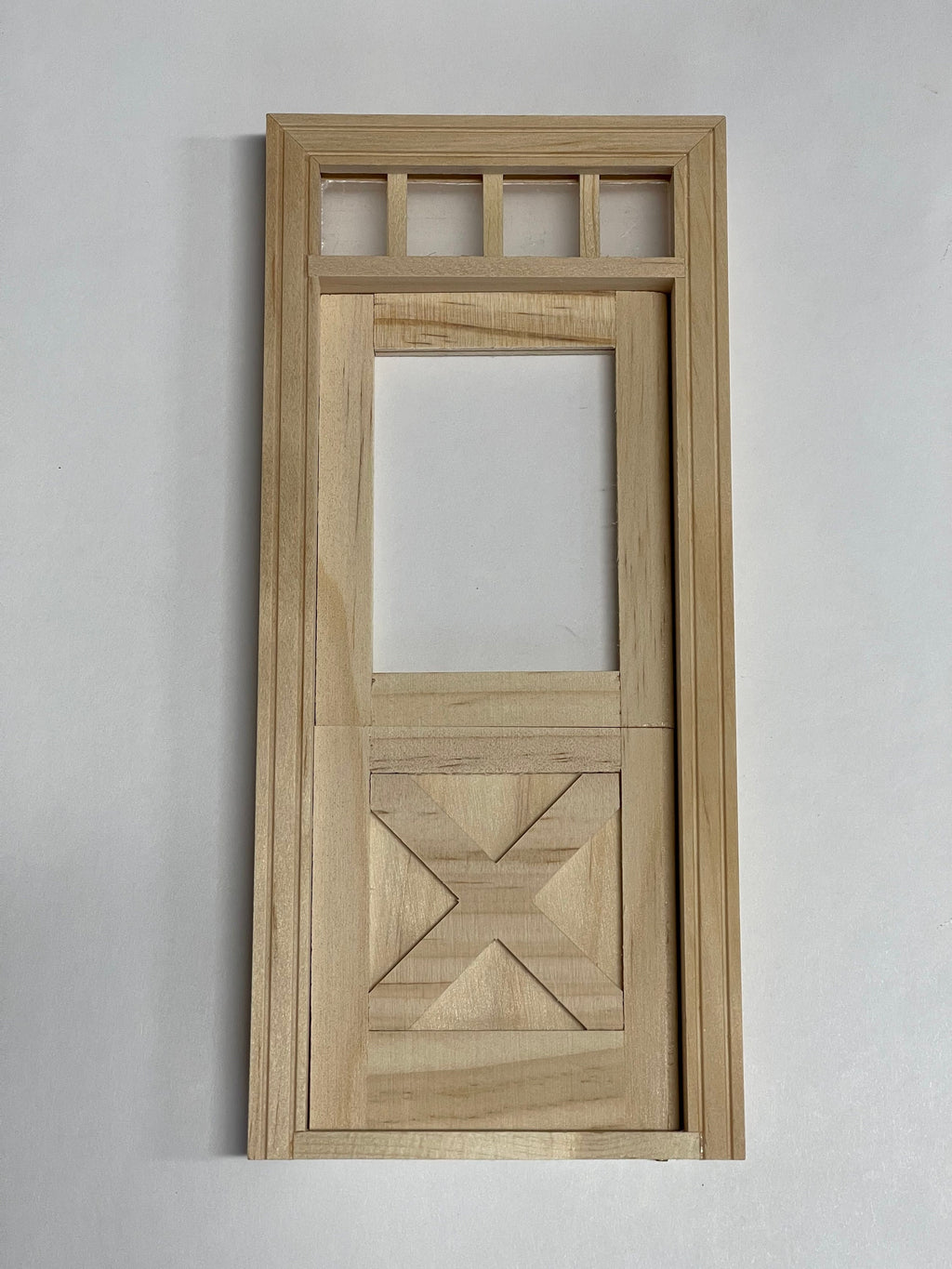 1:12 Scale Miniature Unfinished Dollhouse Crossbuck Dutch Pet Door with Window and Transom, 7-3/4 inch high Dollhouse Supply