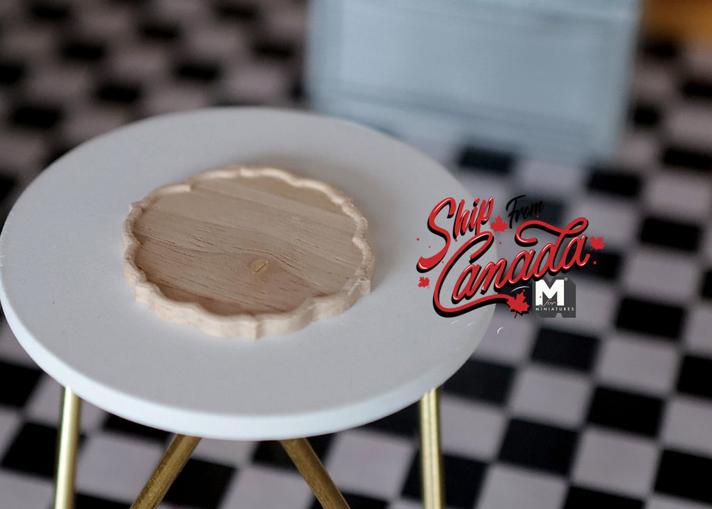 1:12 Scale Miniature Wood Round Tray, Scalloped Edge, 1-5/8 inch dia., DIY Dollhouse Supply