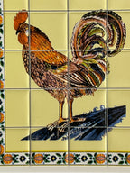 Miniatura a escala 1:12 de panel mural de azulejos con gallo en cartulina, 2-5/16 x 2-13/16 inch, suministros DIY para casa de muñecas