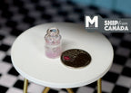 1:12 Scale Miniature Bottle of Pink Juice with Ice and Lid, 7/8 inch tall, DIY Dollhouse Supply