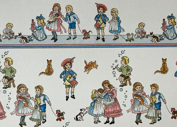 1:12 Dollhouse Supplies Children and Their Pets Wallpaper - Dark Cream