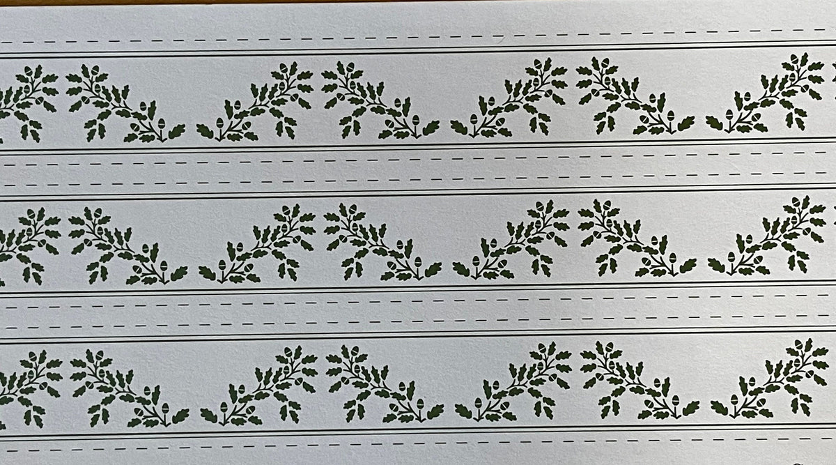 1:12 Scale Miniature Acorn Pattern Wallpaper Border, Cut to Size, 17-15/16 inch long, DIY Dollhouse Supply (grey on silver)