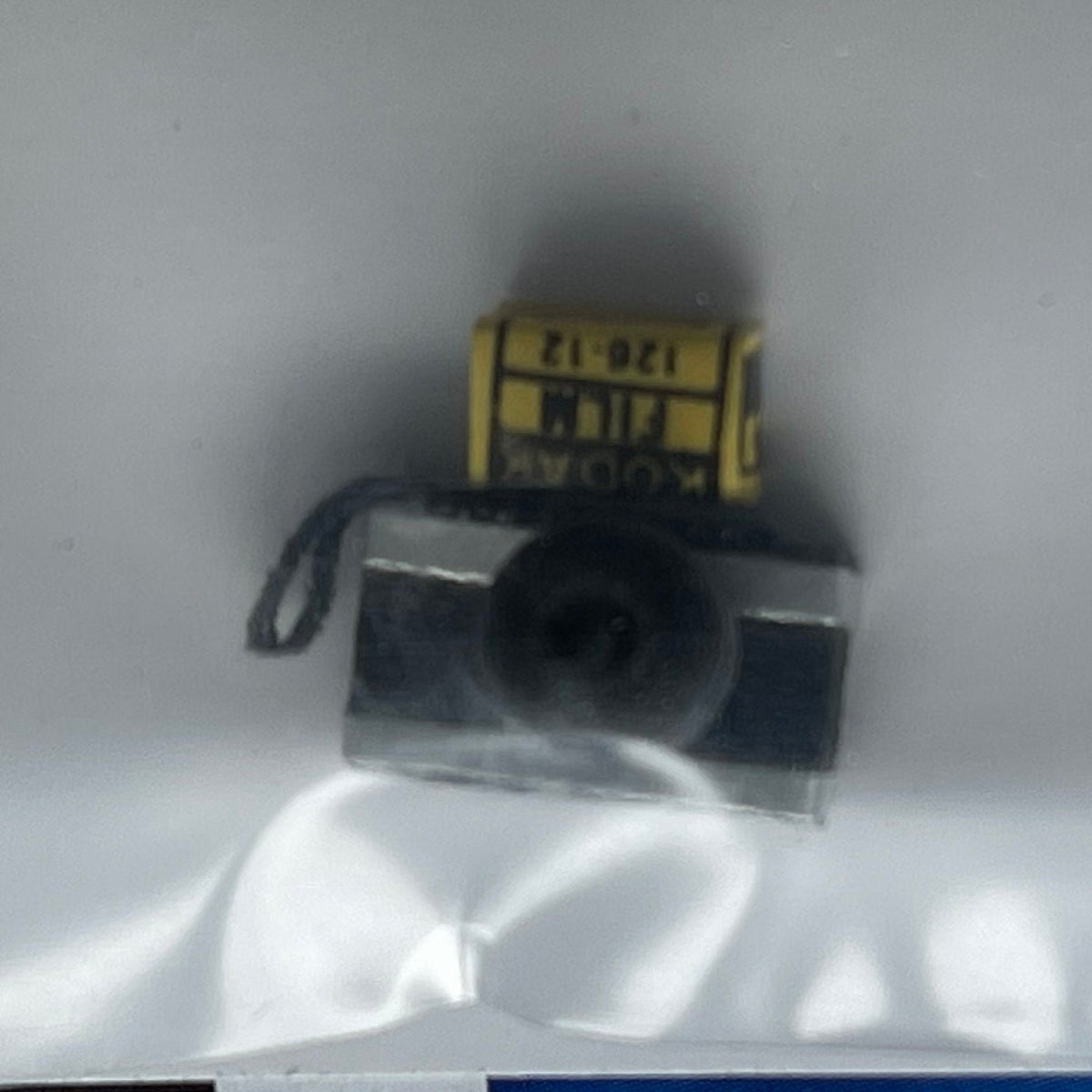 1:12 Scale Miniature Old Style Camera with Strap and Film Box, 9/16 inch wide, DIY Dollhouse Supply (black and silver)