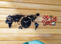 1:12 Scale Miniature World Map Wall Clock, 4-5/16 inch wide, DIY Dollhouse Supply (black)