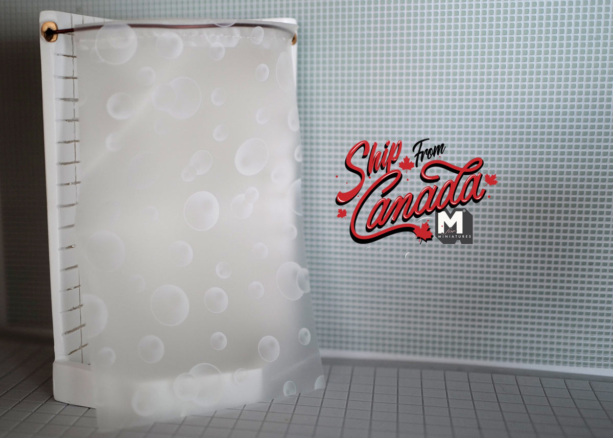 1:12 Scale Miniature Neo Angle Corner Shower with Curtain, 6 inch tall, DIY Dollhouse Supply (white)